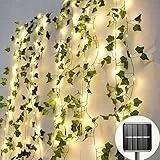 A.bigwhale Lichterkette Außen Solar, Efeu Lichterkette mit 120 LED Lichterketten Outdoor 12M, Solar Lichterkette Aussen Wetterfest 8 Modi für Garten Balkon Terrasse Zimmer Deko