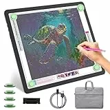 YINGWOND Leuchttisch A3 mit Tasche Wiederaufladbar 5600 LUX Ultraheller Leuchtkasten für Diamant Malerei Licht-Pad A3 mit Seitliche Tasten & magnetischen Kabelloses Licht-Box für Diamond Painting