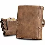 slimfin® Slim Wallet Fold mit Münzfach - Kartenetui - Geldbeutel Herren - Geldbörse - Portemonnaie - Portmonee - Card Holder klein/mini mit RFID Schutz - Braun