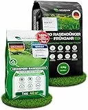 Rasensamen & Rasendünger Set – 1 kg Highspeed Rasensamen schnellkeimend + 2,5 kg Bio Rasendünger Frühjahr – Rasensaat für Nachsaat & Neuanlage – organischer Dünger für kräftigen, dichten Rasen bis 100