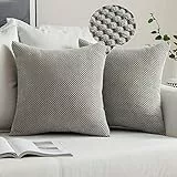 MIULEE 2er Set Kissenbezüge Dekokissen Körnig Dekorativ Kissenbezug Kissenhülle Sofakissen Deko Bezug Weich Zierkissen Kissen für Wohnzimmer Schlafzimmer 40x40cm Hellgrau