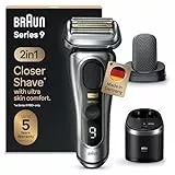 Braun Series 9 Pro+ Rasierer Herren Elektrisch, Elektrorasierer mit 5 Rasierelementen, ProComfort Aufsatz, 2-in-1-System, Reinigungsstation, 60 Min Laufzeit, Made in Germany, 9597cc, Silber