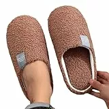Generisch Plüsch Hausschuhe Plateau Damen Herren Slippers Winter - Atmungsaktiv Flache rutschfeste Cross-Band Slide Bequem Weich Tragbare Trendy House-Slippers Pantoffeln Innen Und Außen 36-45 Größe