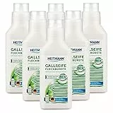 Heitmann Gallseife + Fleckbürste, 250 ml, 6er Pack: Wäsche Vorbehandlung bei hartnäckigen Flecken, Fasertiefe Fleckenentfernung