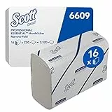 Scott Essential Narrowfold Papierhandtücher 6609, 2-lagige weiße Handtuchpapier, nachhaltige Papierhandtücher aus Recyclingfasern, 16 Clips x 220 (3.520 Blätter)