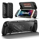 JSAUX Split-Schutzhülle für Switch 2, TPU-Mittelrahmen & PC-Frontabdeckung, Rutschfester Ergonomischer Griff, Platz für 10 Spielekarten, Unterstützt Standfunktion, Stoßfest & Kratzfest, PC0114