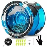 WATIEOBOO Profi-JoJo aus Metall, Nicht reagierendes JoJo für Erwachsene, professionelles Stunt Jo-Jo aus Metall, inklusive yoyo-Lager-Set, 10 yo yo-Seile, Jo Jo-Box und Jojos-Handschuhen