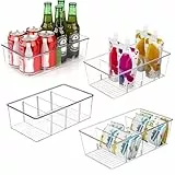 AIYULONG 4er Set Kühlschrank Organizer mit 4 Fächern, BPA-Freie Küche Stapelbarer Lebensmittel aufbewahrungsbox für Schrank,Schubladen,Gewürz - Küchen Organizer