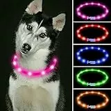 LED Leuchthalsband Hunde Halsband, USB wiederaufladbar Längenverstellbarer Haustier Sicherheit Collar für Hunde in der Nacht - 3 Modus