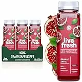 LiveFresh Granatapfelsaft Kaltgepresst¹ – 24x250ml – 100% Granatapfel Direktsaft ohne Zusätze – Nicht erhitzt – In Deutschland hergestellt