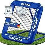ELANI - Rebounder für Fußball 1x1m mit Schutzrand & 6 Heringen für sicheren Stand - Fussball Rebounder mit stabilem Rahmen - Tornetz - auch für Handball & Volleyball - Fußball Trainingszubehör