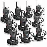eSynic PMR446 Lizenzfreie Funkgeräte 10er Set Professionelle Wiederaufladbare Walkie Talkie 0,5W mit VOX 16 Kanäle Gegensprechanlage Feste Antenne Akkulaufzeit für Erwachsene BAU Outdoor Gastronomie