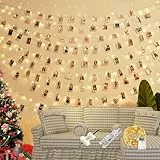 CNMTCCO 5M 50 LED Foto Lichterkette, Batteriebetrieben Fotoclips mit 30 Klammern, Lichterkette Wäscheklammern Wanddekoration für Party Wohnzimmer, Schlafzimmer, Hochzeiten, Weihnachten