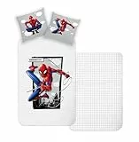 JACK Renforcé Wende Bettwäsche 2 TLG. 135x200cm Spider-Man Marvel Disney Super Hero Grau Rot Reißverschluss