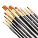 Bougimal 10 Stück Pinsel Set, Nylon Acrylfarben Pinsel für Aquarell Ölgemälde, Malerei Ölfarben Brush Set für Anfänger, Künstler