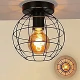 ZMH Deckenlampe Flur Deckenleuchte Vintage - Schwarz Küchenlampe Retro für Schlafzimmer Küche Flurlampe Industrial aus Metall mit 1 Flammig E27 Deckenbeleuchtung für Wohnzimmer Esszimmer max. 40W