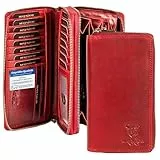 MATADOR Geldbörse Damen Rot #Madrid mit Edle Geschenk Box, Eleganter Geldbeutel Leder, RFID Geldbörse, Luxus Frauen Geschenk mit Viele Kartenfächer