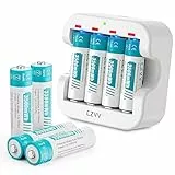 czvv Wiederaufladbare Batterien AA Lithium 1,5V - Hoher Kapazität 3500mWh - 1300 Ladezyklen - 8 Stück Akkus mit Ladegerät, 2 Stunden Schnellladung, Konstanter Ausgang, Geringe Selbstentladung