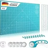 Lange & König Schneidematte Set A1 Inkl. Rollschneider, Schneideunterlage, Patchwork-Lineal, Nähklammern & Klingen - Super Nähzubehör Nähen Zubehör Stoffe zum Nähen Rollschneider Stoff Stoffklammern