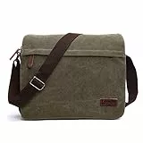 LOSMILE Herren Umhängetaschen, Leinwand Schultertaschen, 13.3' Laptoptasche,Schulranzen, für Schule und Arbeits,für Männer und Frauen. (L- grün)