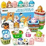 20PCS Squishies Toy Anti Stress Spielzeug Tier Kawaii Squishies Set mit Korb Party Mitgebsel Kindergeburtstag Gastgeschenke Geburtstag Mitgebsel Kinder Pinata Füllung Squeeze Toy für Kinder Mädchen