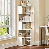 YITAHOME Bücherregal weiß, 6 Etagen Eckregal, L-förmiges Regal, deko Wohnzimmer Schlafzimmer Arbeitszimmer, Regaleinheit, 23.3''L x 15.2''W x 62.8 ''H