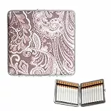 1 Stück Zigarettenetui aus Leder und Metall, Zigarettenbox für 20 Zigaretten, Elegante Zigarettenschachtel mit Gummiband, Tragbar Zigarettenetuis für Damen Frauen, Geschenk für Raucherliebhaber (Rosa)
