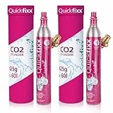 Sodafixx 2x Quickfixx CO2 Zylinder 60L Sprudelwasser - Kohlensäure Zylinder zum Einschrauben für Wassersprudler - Kompatibel mit allen Wassersprudlern mit Klicksystemen - abgefüllt in Deutschland