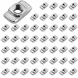 Yeepeo 50 Stück Hammerkopfmutter 6mm Nut 6, M5 Gewinde 2020 Profil Nutensteine Kohlenstoffstahl T-Slot Nutmuttern Hammermutter für Aluminiumprofil Extrusionsschlitz (EU20-M5 ×10×6)