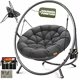 KESSER® Hängesessel mit Gestell Bali Hängeschaukel Hängestuhl bis 150kg für Indoor und Outdoor + Kissen & Seitentasche Hängekorb Stahlgestell & Schaumstoff Sitzpolster ideal für Wohnzimmer & Garten