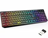 KLIM Chroma Tastatur Gamer French AZERTY Wireless – Hohe Leistung Hohe Leistung – Bunte Beleuchtung - Schwarz - RGB PC Windows, Mac PS4