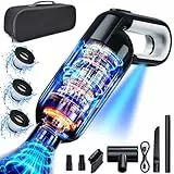 Handstaubsauger mit Hoher Leistung,16000 Pa 2-Gang mit LED Beleuchtung Handstaubsauger Akku Testsieger Beutellos, Akku Handstaubsauger Nass/Trocken, Tragbarer Staubsauger Kabellos für Auto/Haus