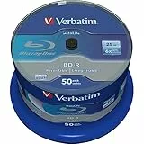 Verbatim BD-R SL Datalife, Blu-Ray-Disk 25 GB - 6-fache Brenngeschwindigkeit - Kratzschutz - 50 Stück Spindel