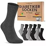 sockenkauf24 10 Paar Diabetikersocken für Herren & Damen ohne Gummibund & ohne Naht aus Baumwolle Diabetiker Socken mit Komfortbund ohne Gummi 70208T (Schwarz/Grau 43-46) WP