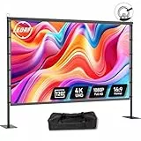 Beamer Leinwand Outdoor mit Stativ: LEORFI 120 Zoll Projektionswand Ständer Portable faltbar Front/Rückprojektion Bodenleinwand mit Tragetasche - Upgraded Sturdy Base für Heimkino, Filme Nächte