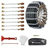 GOHHME Schneeketten 8 PCS Universal Auto Reifen Ketten für Alle Fahrzeugtypen Unübertroffener Grip Einfache Installation Robust und Langlebig Schneeketten Einfach 165mm-255mm