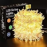 ELKTRY LED Lichterkette Außen 1000 LEDs Lichterkette Warmweiß Strom, 25M 8 Modi IP44 Wasserdicht CE-zertifiziert Weihnachtsbeleuchtung Innen für Weihnachtsbaum Kinderzimmer Balkon Garten Terrasse