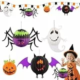4 Stück halloween laterne, Halloween Papier Laternen Dekoration, kürbis lampions, Faltbar Lampenschirm, fledermaus halloween laterne kinder für Halloween/Outdoor/Sankt Martin Party/Partydekorationen