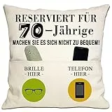 Bommex 70. Geburtstag Geschenk Tasche Kissenbezug für 70 Jahre alt Frauen Männer Frau Ehemann Mama Papa Oma Opa Tante Onkel Freunde Schwester Bruder Nachbarn 70.(70. Geburtstag)