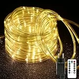 Auting 20M 200 led Lichtschlauch Warmweiß, Led Lichterkette außen mit Timer, 8 Modi und Helligkeit dimmbar mit Fernbedienung,Wasserdicht, Ideal für Aussen, Weihnachtsbeleuchtung, Deko, Party