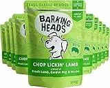 Barking Heads Chop Lickin' Lamb Nassfutter für Hunde, Hundefutter Nass mit 85% Grasgefüttertem Lamm, Ohne Künstliche Aromen, Hundefutter Getreidefrei mit Vitaminen und Mineralien (10 x 300 g)