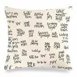 Kissenbezug Boho Set, Pillow Cover Cute Weihnachtsthema mit Buchstaben Khaki Schwarz Sofakissenbezüge Leinen 45x45cm