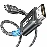 JSAUX USB C auf HDMI Kabel 2M, USB Typ C zu HDMI 4K@60Hz (kompatibel mit 4K@30Hz) UHD Kabel für Thunderbolt 3, iPhone 17/16 Pro/15, MacBook Pro, iPad Pro, Galaxy S25/S24/S10, Surface Book-Schwarz