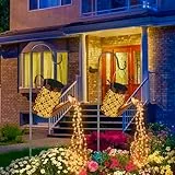 FLSEPAMB 2 Stück Solar Gießkanne mit Lichterkette Aussen Gartendeko, IP65 LED Solar Giesskanne mit Lichterkette, Solarleuchten für Außen Garten Deko Draußen (Mit 2 Ständer)