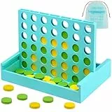 VingaHouse 4 in Einer Reihe Spiel Holz, Vertikales Strategiespiel für 2 Spieler, Pädagogisches Lernspielzeug, Geschenk für Kinder & Erwachsene, Brettspiel für Zuhause & Reisen [Blau]