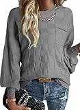 BLENCOT Pullover Damen Casual Strickpullover Herbst Rundhals Lose Pulli Winter Warm Sweater Top Oberteile