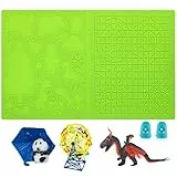 3D Stift Vorlage, 3d Stifte Silikon matte,3D Druckstift Vorlage,große Matte (41,5 x 20,5cm) mit Tiermuster hilfreich für Anfänger,Kinder und 3D-Stiftkünstler.(grün)