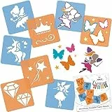 NAKLEO Schablonen Malen für Kinder, 8 Stück Set 15x15cm Feen Sagen, Kinder Kreatives Zeichenschablonen, Kunststoff Wiederverwendbar Malschablone DIY Handwerk, Papier Wand Holz Stoff
