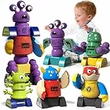 Magnetisches Roboterspielzeug für Kinder ab 3-7 Jahren, 5-stück Magnetmonster-Bausteine, stapelbares Transformationsspielzeug mit Aufbewahrungsbox, fördert Kreativität und Feinmotorik, für 4 5 6 Jahre