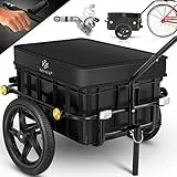 KESSER® Fahrradanhänger, Lastenanhänger, Handwagen mit Kupplung, Hochdeichsel, für Fahrrad Transportanhänger Transportbox mit 70 Liter Volumen, Max. 60kg, + Zubehör für Fahrräder mit 26-28, Schwarz